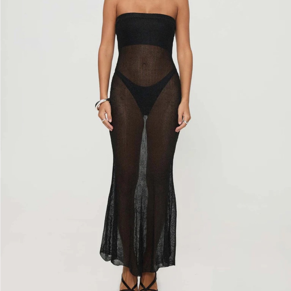Lioness Black Sheer Strapless Maxi Dress